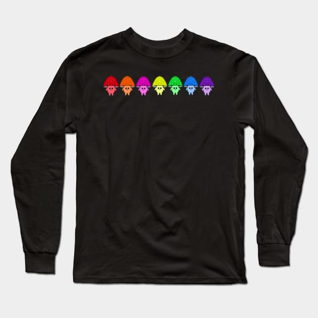 Rainbow Colours Awareness Ribbon Mushroom Men Long Sleeve T-Shirt by CaitlynConnor